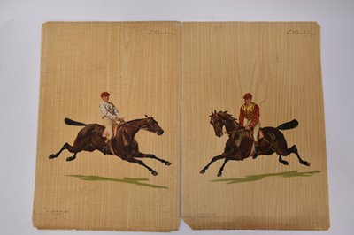 Lot 1031 - Eight French horse racing prints published A Legras, Paris after E Bodoy, circa 1880, chromolithographs, 46cm x 31cm