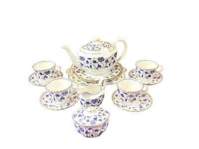 Lot 1182 - Spode Blue Colonel part tea service, including tea pot, milk jug, sugar bowl and cover, four cups and four saucers