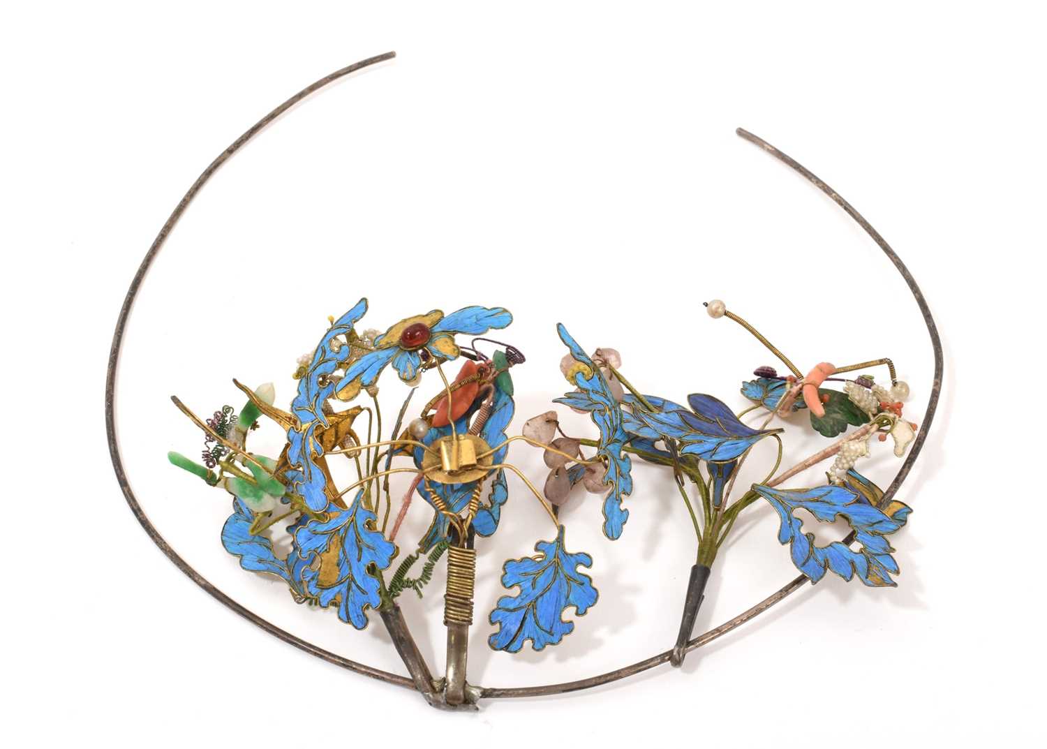 Lot 523 - 19th century Chinese kingfisher feather tiara