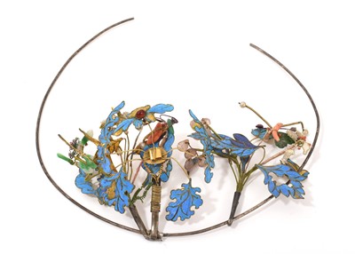 Lot 523 - 19th century Chinese kingfisher feather tiara