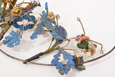 Lot 523 - 19th century Chinese kingfisher feather tiara