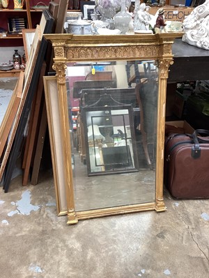 Lot 1431 - 19th century pier mirror with bevelled plate in gilt frame, 60cm wide, 90cm high