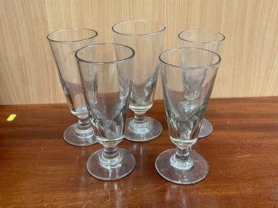 Lot 626 - Set of five large 19th century glass goblets