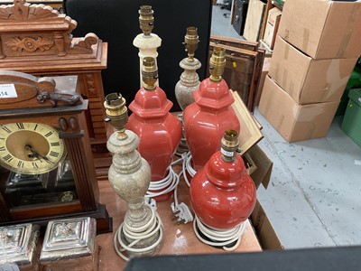 Lot 417 - Group of six various ceramic and stone table lamps (6)