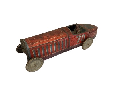 Lot 1836 - Tin Plate Racing Car & Vintage Car (Missing Wheel) (2)