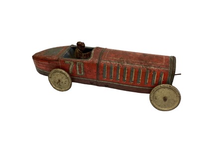Lot 1836 - Tin Plate Racing Car & Vintage Car (Missing Wheel) (2)