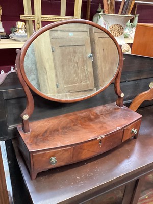 Lot 1439 - 19th century mahogany toilet mirror with three drawers below