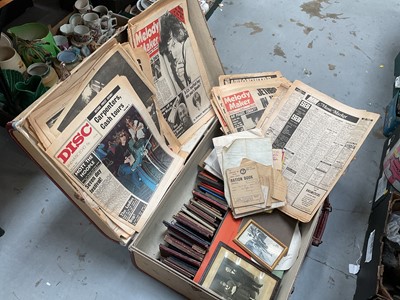 Lot 493 - Collection of vintage ephemera including Melody Maker, Disc and other music ephemera contained in a suitcase.