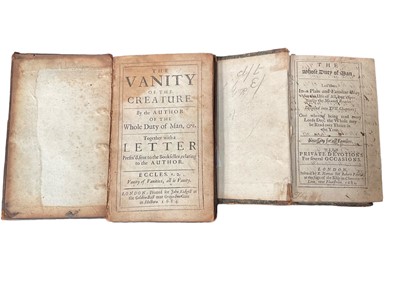 Lot 1721 - R. Allestree - The whole duty of man and Vanity of Creature 1684