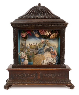 Lot 762 - 19th century hand carved and painted nativity scene,  North Italian