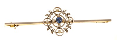 Lot 520 - Edwardian Belle Époque sapphire diamond and seed pearl brooch