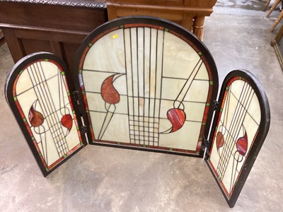 Lot 1450 - Tiffany style stained glass fire screen