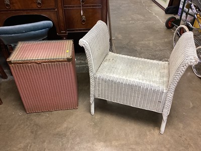 Lot 1276 - Lloyd Loom Lusty linen box together with a loom stool (2)