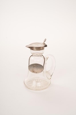 Lot 395 - Silver mounted glass whisky tot and label