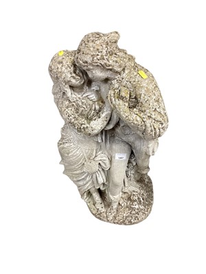 Lot 1467 - Concrete garden statue of a romantic couple, 72cm high