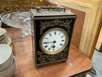 Lot 460 - Late 19th century Continetal mantle clock in Ebonised wood case.