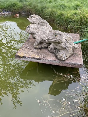 Lot 1473 - Three weathered concrete garden fountains in the form of frogs