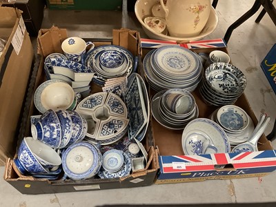 Lot 465 - Two boxes of various blue and white oriental ceramics.