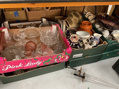 Lot 469 - Seven boxes of assorted china and glassware to include crested ware cenotaph and Masons (7 boxes).