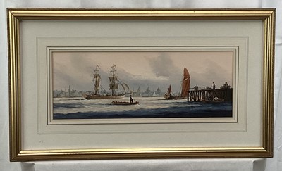 Lot 182 - Ken Hammond (b.1948), marine gouache, signed, in gilt frame