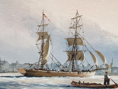 Lot 182 - Ken Hammond (b.1948), marine gouache, signed, in gilt frame