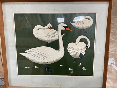 Lot 603 - Group of pictures, including a screenprint of swans, two Bernard Buffet prints of London, etc