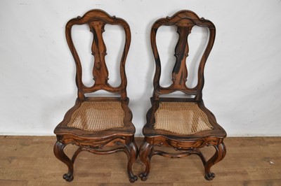 Lot 1116 - Rare pair of 19th century colonial coromandel dining chairs with bergère seats