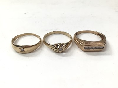 Lot 1117 - Three 9ct gold diamond set rings