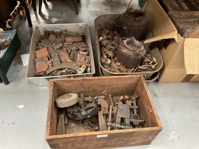 Lot 516 - Group of antique furniture casters, locks and other items.