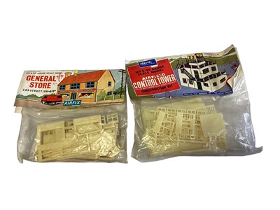 Lot 1840 - Airfix OO Gauge Red Stripe model kit packets including Signal Gantry, Country Inn, Water Tower & Telegraph Poles, plus other construction Kits, on card (1 box)