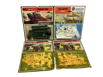 Lot 1840 - Airfix OO Gauge Red Stripe model kit packets including Signal Gantry, Country Inn, Water Tower & Telegraph Poles, plus other construction Kits, on card (1 box)