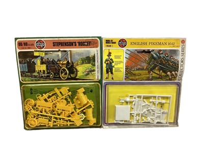 Lot 1840 - Airfix OO Gauge Red Stripe model kit packets including Signal Gantry, Country Inn, Water Tower & Telegraph Poles, plus other construction Kits, on card (1 box)