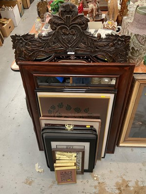 Lot 522 - Three wall mirrors together with various prints.