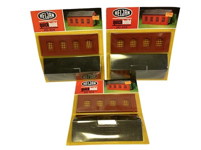 Lot 1842 - Hejan HO Gauge Quick Build Railway Shed & Merit Railway Accessories, on card with blister packs (1 box)