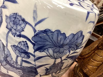 Lot 528 - Pair of Chinese blue and white porcelain barrell shaped garden seats.