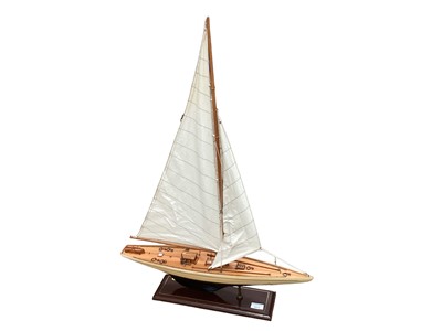 Lot 2475 - Two model sailing boats with rigging, each hull approx 65cm long