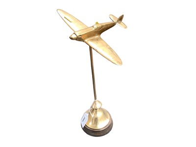 Lot 2493 - Vintage scratch built brass model of a spitfire, 37cm high