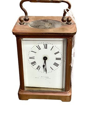 Lot 2501 - Two brass cased carriage clocks and a novelty clock with mechanical fish (3)