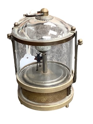 Lot 2501 - Two brass cased carriage clocks and a novelty clock with mechanical fish (3)