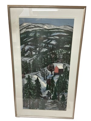 Lot 149 - Terje Grostad woodcut print, woodsman