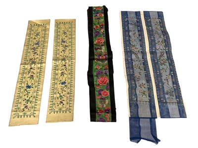 Lot 2128 - Group of Chinese silk embroidered sleeve bands