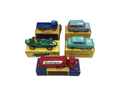 Lot 1905 - Dinky Austin Seven 199, Ford Anglia 155, Vanwall Racing Car 239, Models of Yesteryear by Lesney Sentinel Steam Waggon no 4 and Matchbox seris Moko Lesney Mobil Gas Petrol Tanker M8.  ll boxed