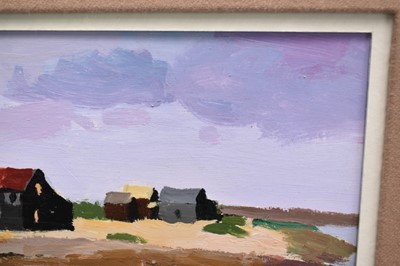 Lot 949 - *Donald McIntyre (1923-2009) acrylic on board - 'River Southwold' signed, 28.5cm x 38.5cm, in glazed gilt frame