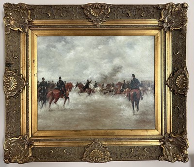 Lot 1005 - After Roilos Georgios (1867-1928) oil on canvas - The Battle of Farsala, 40cm x 50cm, in gilt frame