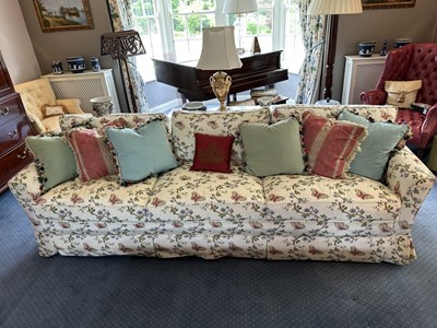 Lot 1148 - Very large Country House settee with Pierre Frey cream and meandering foliate upholstery