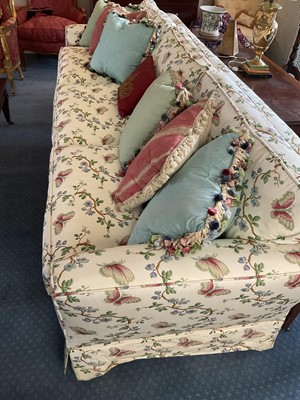 Lot 1148 - Very large Country House settee with Pierre Frey cream and meandering foliate upholstery