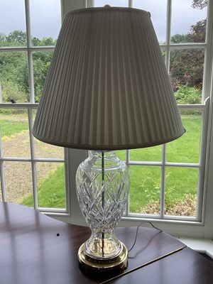 Lot 1159 - Large Waterford cut crystal lamp and shade, total height 87cm