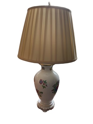 Lot 1168 - Herend porcelain table lamp and shade, 58cm high, together with another (damaged)