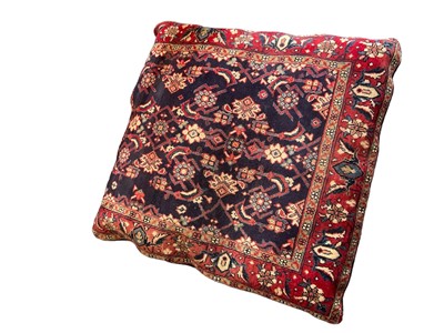 Lot 1171 - Large floor cushion utilising Persian carpet fragement, approximately 100cm square