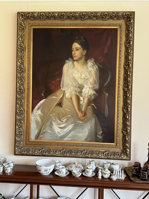 Lot 1010 - After John Singer Sargent (1856-1925) oil on canvas - Portrait of Miss Helen Dunham, 121cm x 90cm, in gilt frame